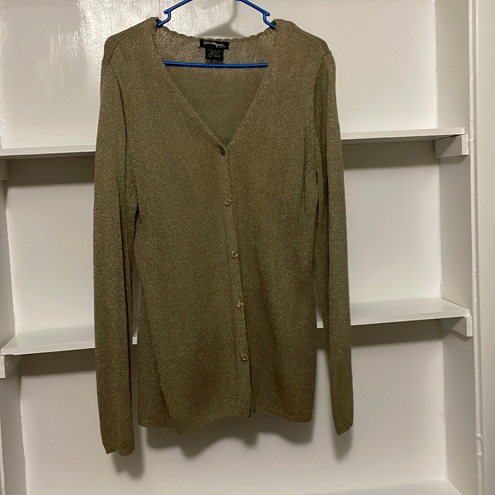 Crossing Pointe L Women’s Soft Comfy Silk Blend Long Sleeve Button Front Sweater